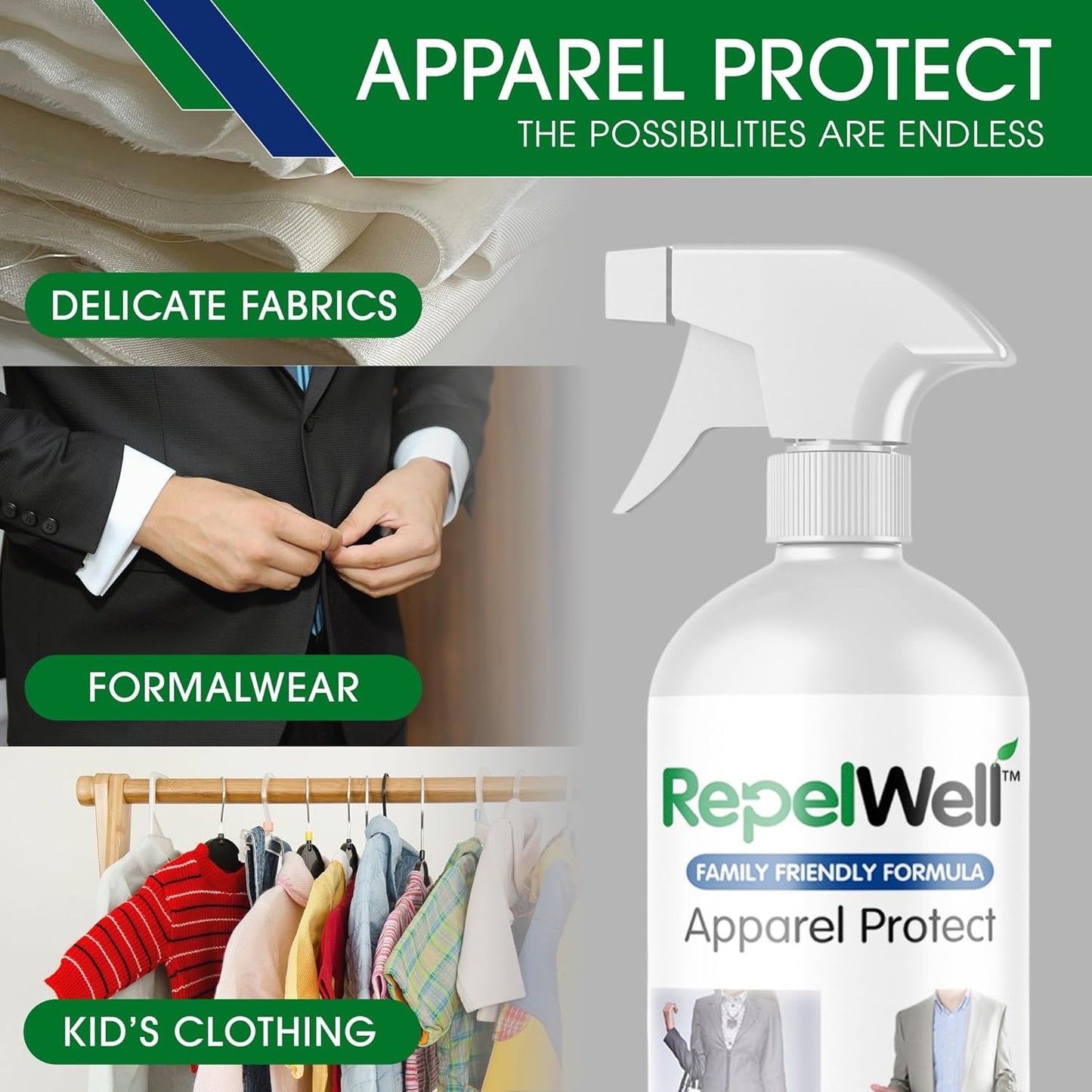 Apparel Protect (24oz) Stain & Water Repellent Spray – Non-Toxic, Eco-Friendly, Pet-Safe Sprays for Clothing & More