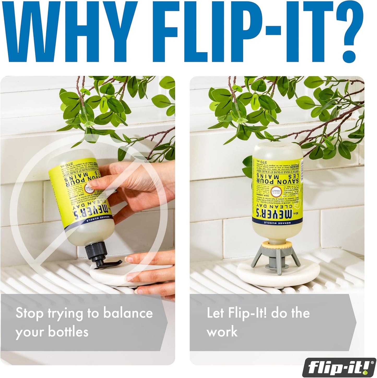 Flip-It! Bottle Emptying Kit – 6 Bottle Pack - No more wasted product - Fits most plastic bottles – 6 Base Caps, 6 Adapters – Pastel Color Edition