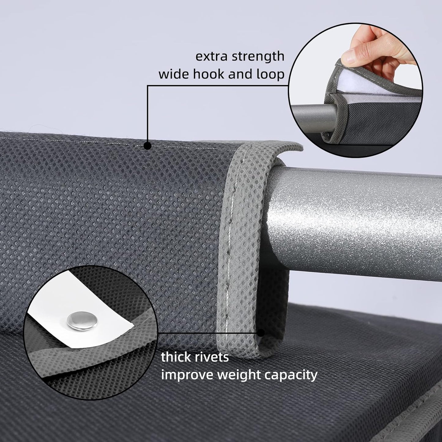 2 Packs Hanging Closet Organizer Storage, 6-Shelf Hanging Shelves for Closet, Closet Clothes Organizer and Storage with Side Pockets, Grey