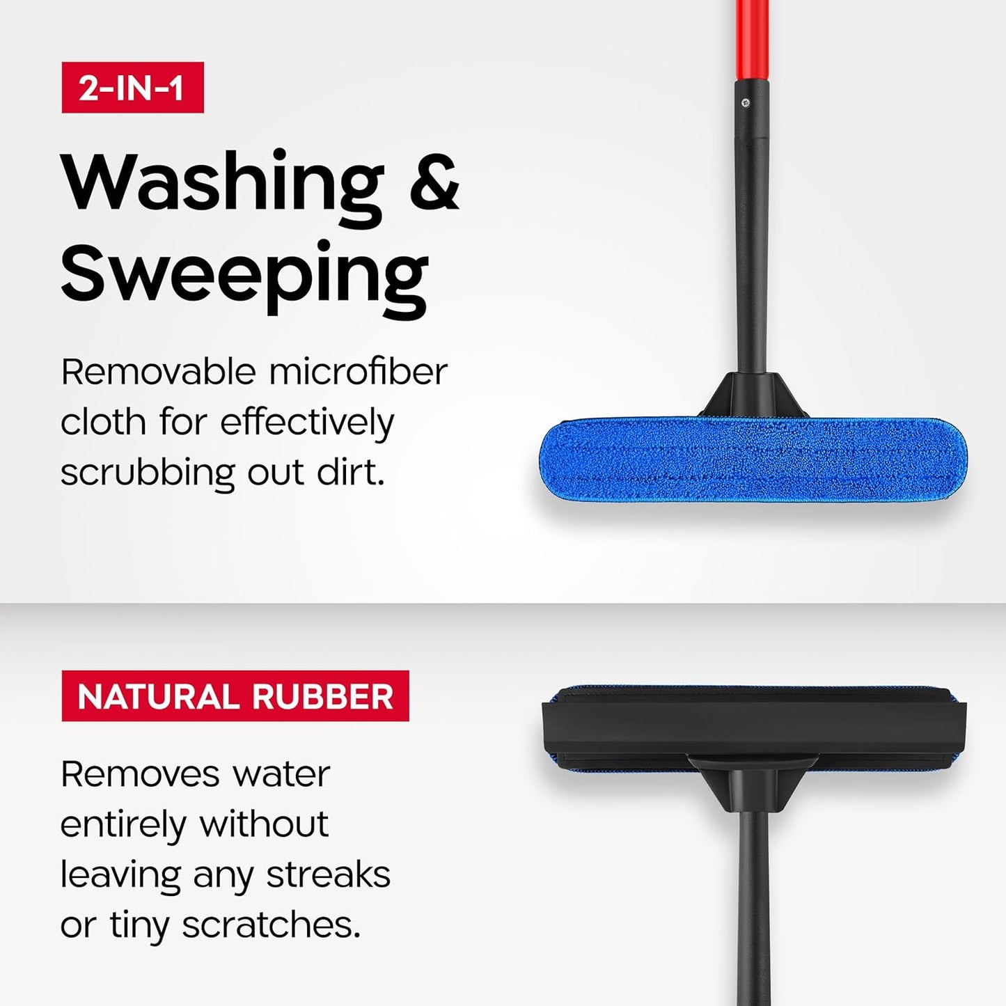 Tyroler Professional Window Squeegee for Home,1 ft-12.5 ft Long Squeegee for Window Cleaning, 2-in-1 Window Cleaning Squeegee Kit, Indoor & Outdoor Window Cleaner Tool for High Windows & Glass