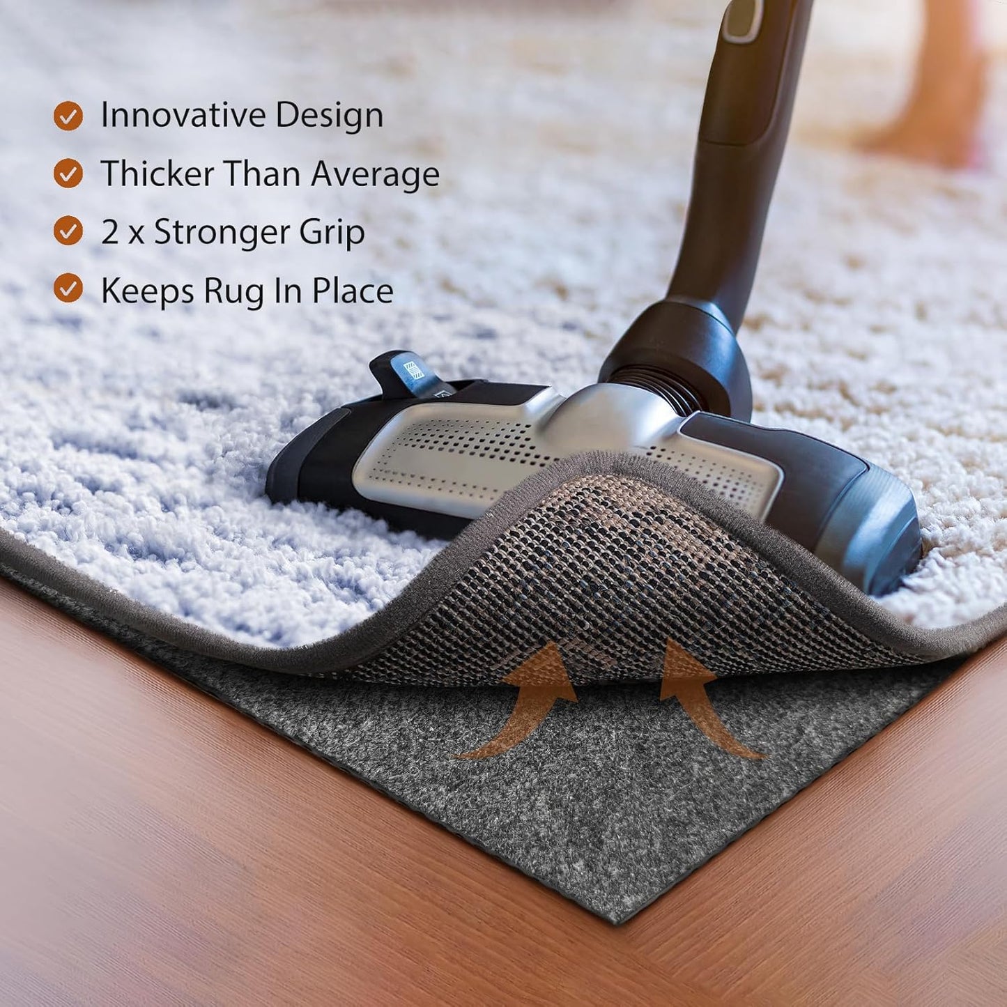Felt Rug Pad, 6 x 9 Ft Rubber Non-Slip Rug Pad Gripper, Keep Rugs Secure and in Place, Extra Strong Under Carpet Mat Cushion - for All Floors