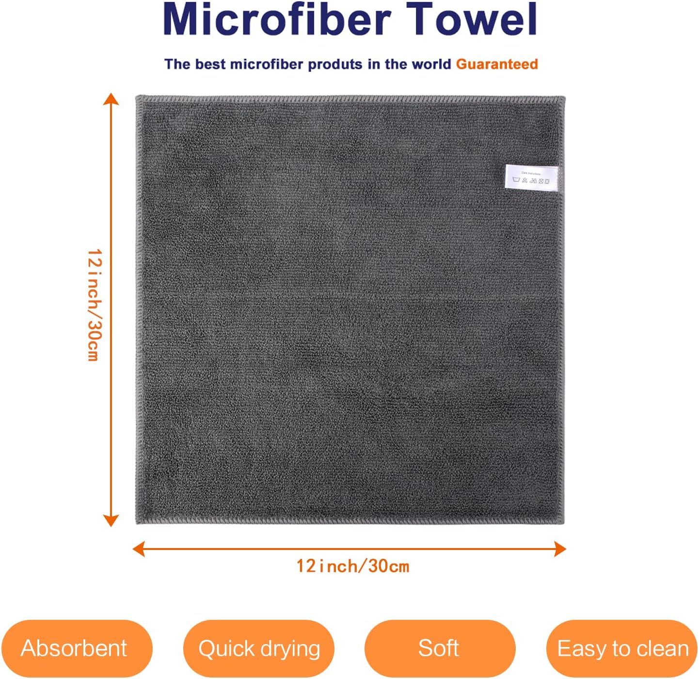 KinHwa Kitchen Washcloths for Dishes Absorbent Microfiber Dish Cloths Quick Dry Dish Rags with Poly Scour Scrub Side Ideal for Kitchen Cleaning (Gray, 12inchx12inch 10 Pack)