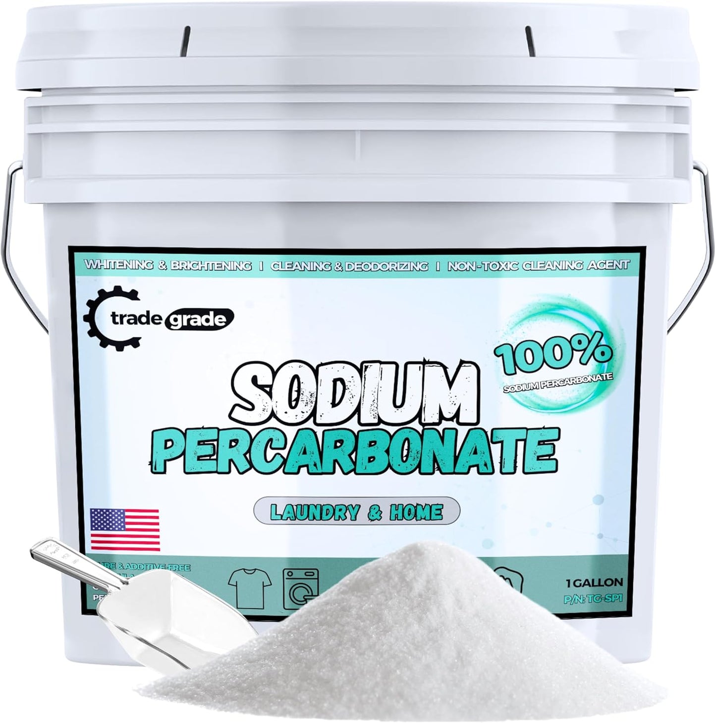TradeGrade Sodium Percarbonate Powder – Oxygen Bleach Powder for Laundry, Home & Outdoor Cleaning – Unscented Multi-Purpose Cleaner and Stain Remover in Resealable Bucket (160 Ounce)