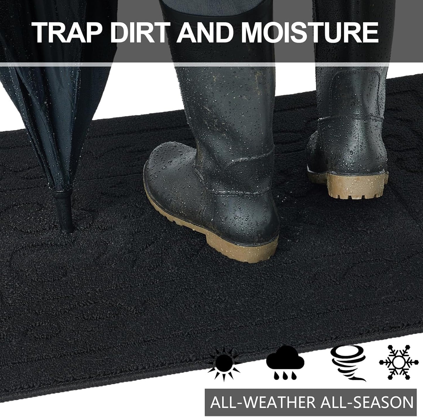 FONEYI Indoor Door Mat 24" x 36", Dirt Trapper Door Mats Non-Slip Entryway Rugs Washable, Absorbent Resist Dirt Welcome Mat, Low Profile Inside Floor Mats for Front Back Door and Entryway, Black