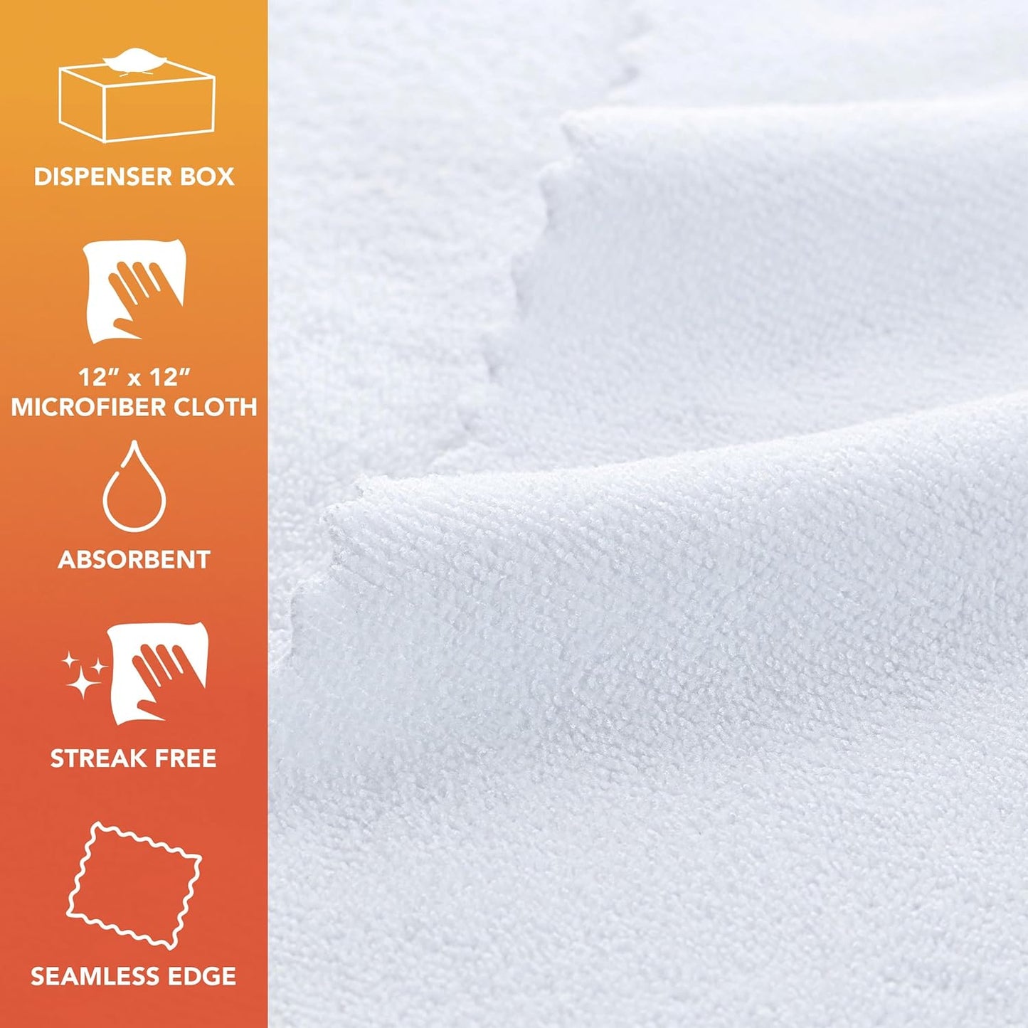 Arkwright Smart Rags in Box - (Pack of 50) Lint Free Microfiber Cleaning Cloth, Scratch & Streak-Free, Dispensable Wash Towels for Cars, Window Glass, and Auto Shop, 12 x 12 in, White