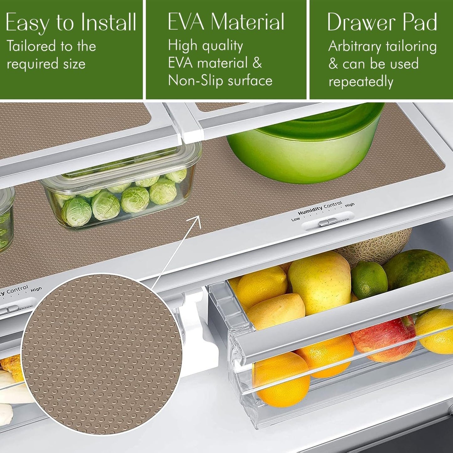 EVALAND 12" x 33 FT Non-Slip Shelf Liner, Non-Adhesive, BPA-Free, Waterproof Pantry Liner for Shelves, Easy to Cut, Oil-Proof Shelf Liners for Kitchen, Cabinets, Drawers, Refrigerator, Beige