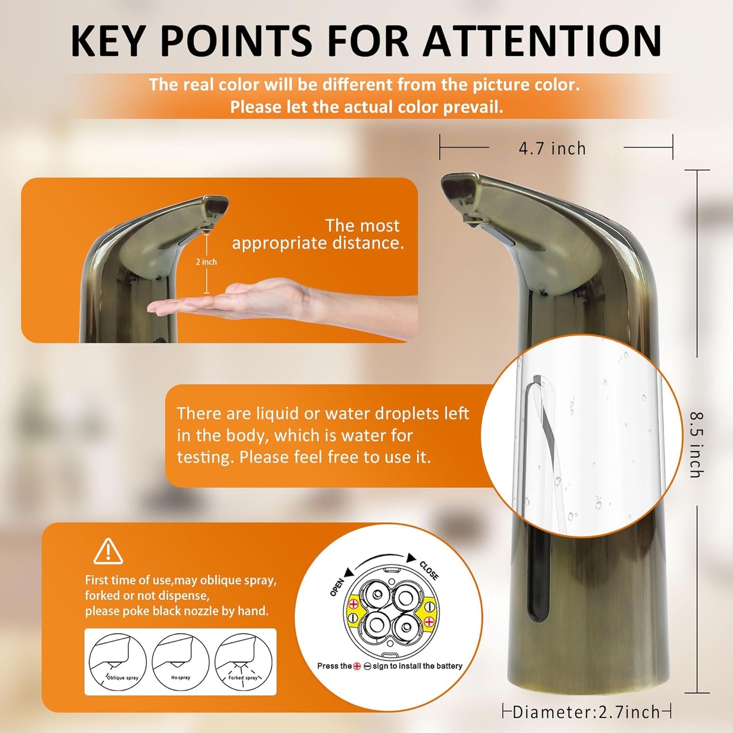 Automatic Liquid Soap Dispenser Touchless,400ML Modern Dish Soap Dispenser with Sensor,4 Gear Adjustable Battery Operated Waterproof Hand Sanitizer Dispenser for Bathroom,Kitchen