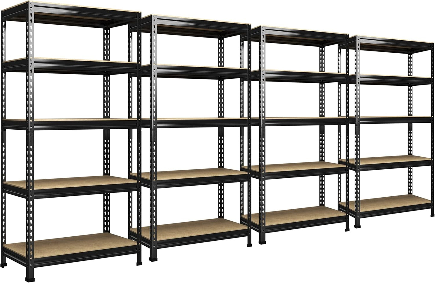 PrimeZone 32"W x 16"D x 63" H Storage Shelves - 4 Pack 5 Tier Adjustable Garage Storage Shelving, Heavy Duty Metal Storage Organizer Utility Rack Shelf Unit for Warehouse Pantry Closet Kitchen, Black