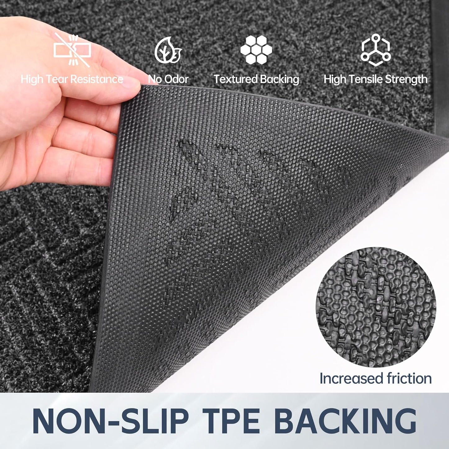 Front Door Mat, 5' x 4' Heavy Duty Indoor Outdoor Doormat, Non-Slip Backing Welcome Mats for Entryway, Low Profile, Commercial Door Mats