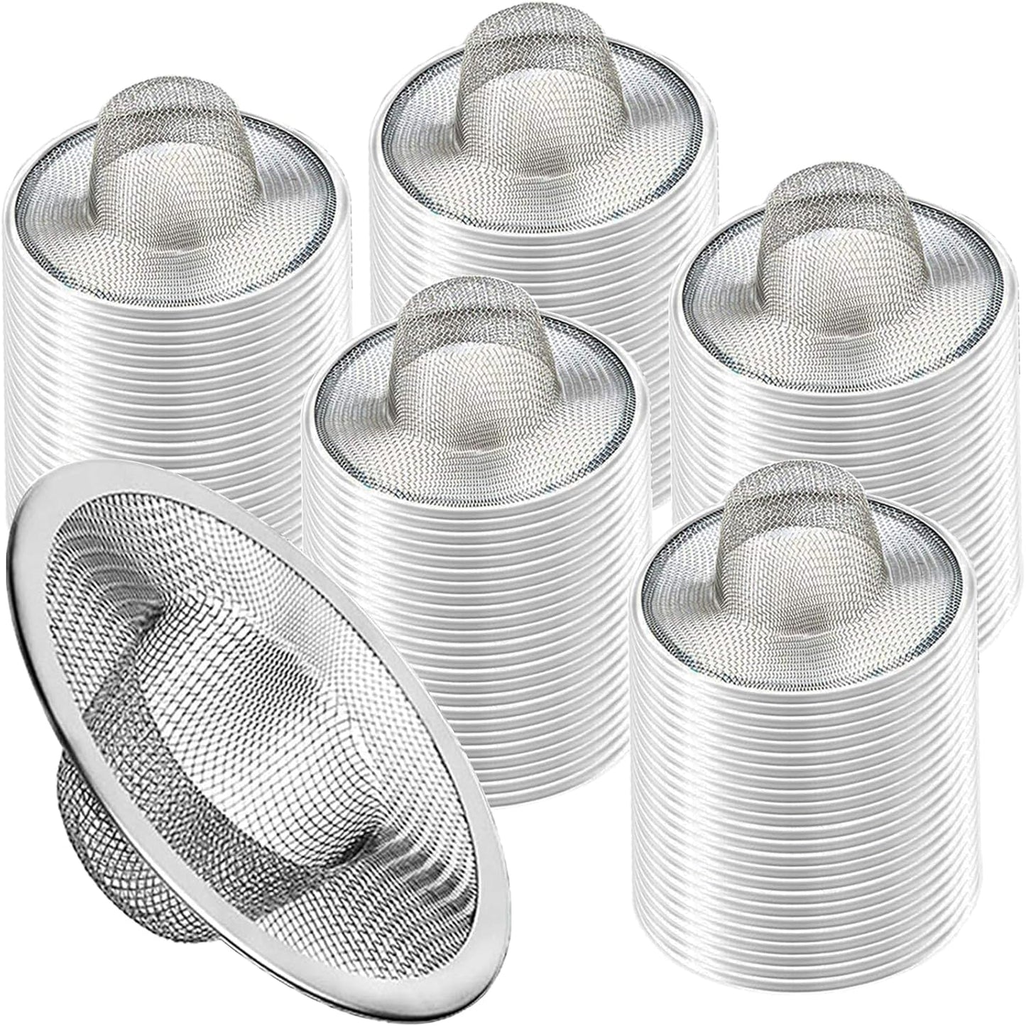 Heavy Duty Stainless Steel Slop Basket Filter Trap Mesh Metal Sink Strainer Perfect for Kitchen Sink/Bathroom Bathtub Wash Basin Floor Drain Balcony Drain Hole Utility (2.75" 100pcs)