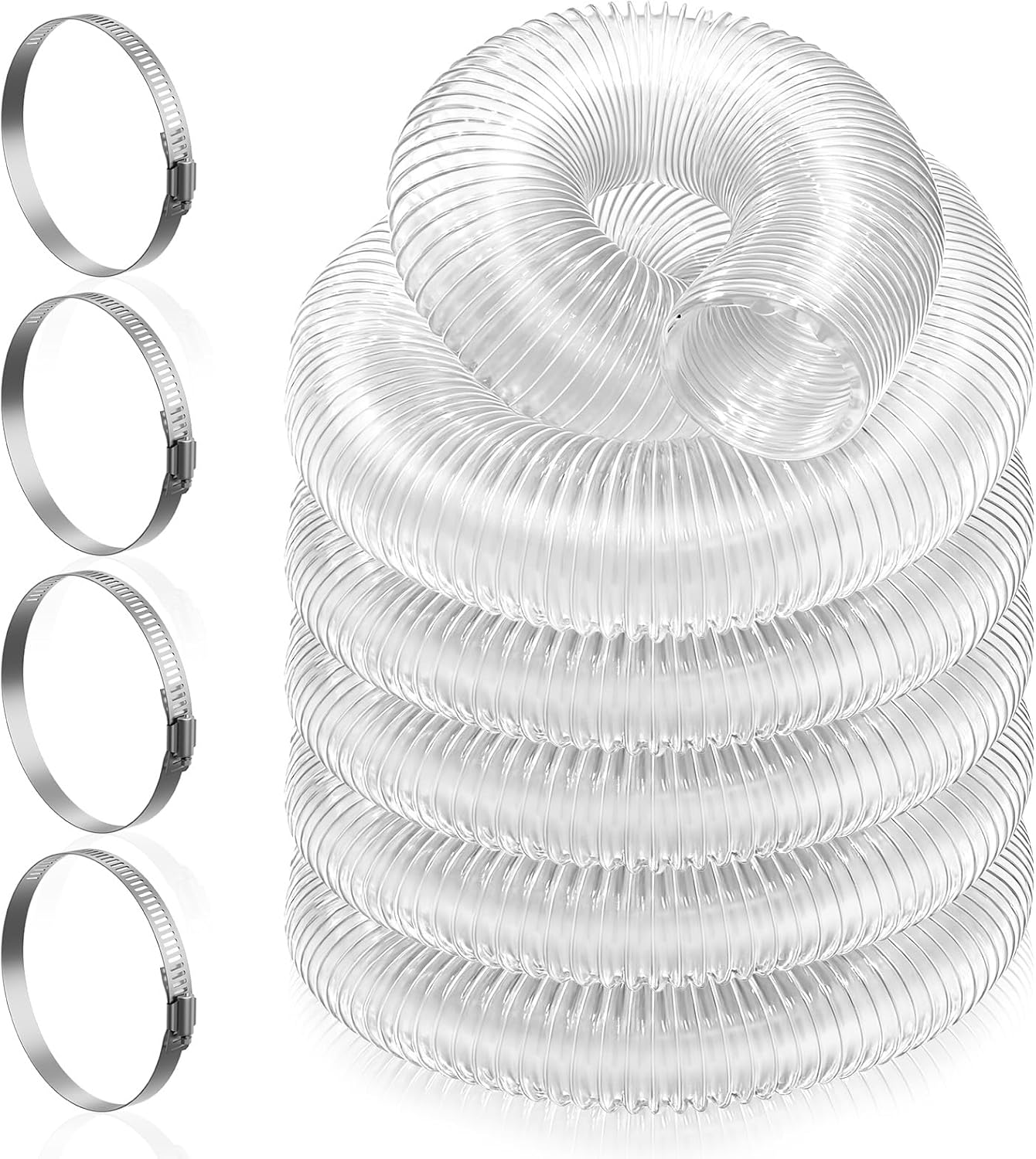 Hon&Guan 2 1/2" x 20' Dust Collection Hose, Flexible Clear Odorless PVC Dust Collector Hose with Carbon Steel Wire, Puncture Resistant Dust Hoses for Woodworking Dust Collecting System