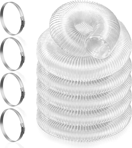 Hon&Guan 2 1/2" x 20' Dust Collection Hose, Flexible Clear Odorless PVC Dust Collector Hose with Carbon Steel Wire, Puncture Resistant Dust Hoses for Woodworking Dust Collecting System