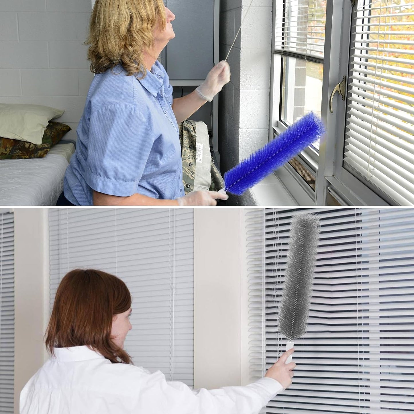 4 Pcs Cobweb Duster, Bendable Fan Duster, Plastic Fan Cleaner Brush,Microfiber Head Dusting Brush, Reusable Dust Remover for Air Conditioning Shutters,Ceiling Fan Blades,Air Vents, Curtains, Cars