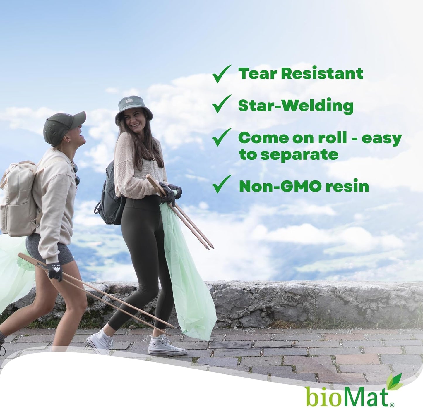 bioMat 35 Gallon Compostable Bin Liners for Food Waste, 30 Count, BPI ASTM D6400 and CMA Certified, Large Compost Bags for Compost Bin