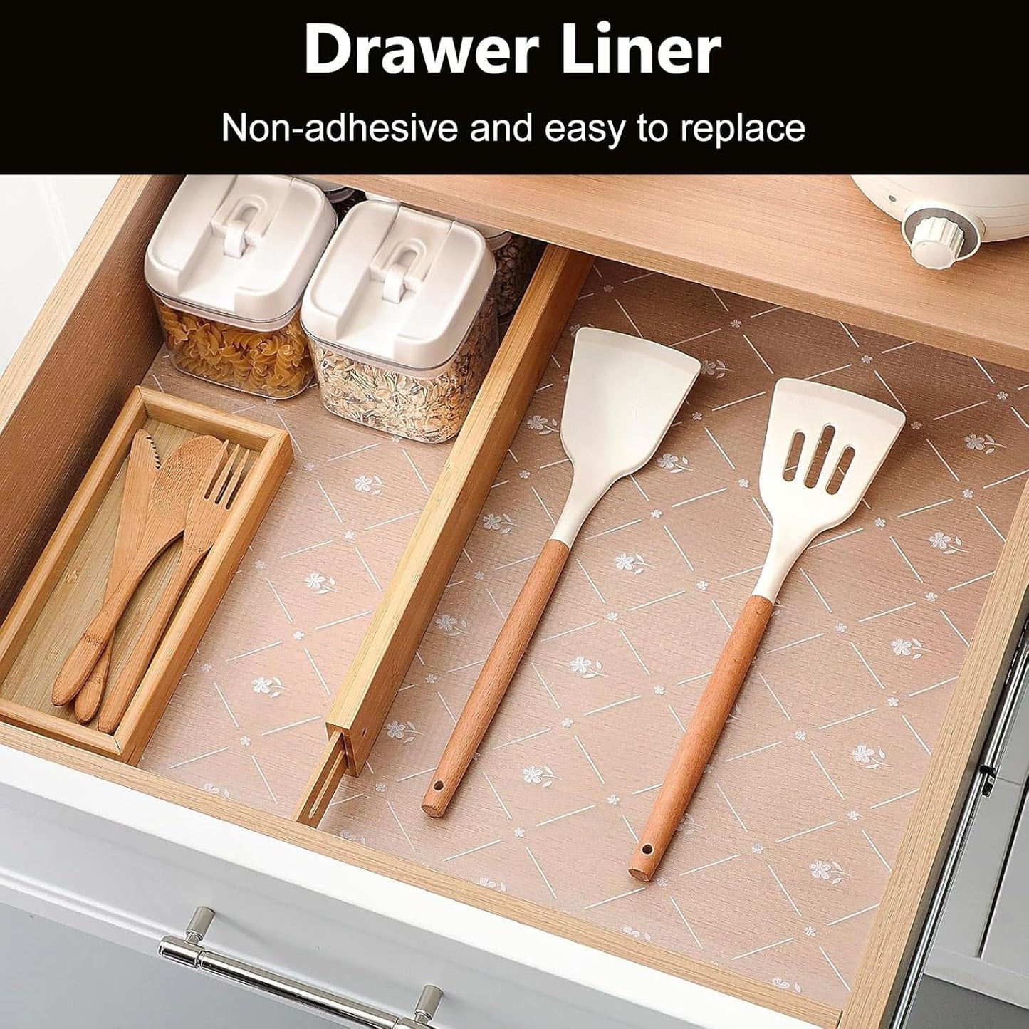 INNOLITES Shelf Liners for Kitchen Cabinets, Non Adhesive Drawer Cabinet Liner, Waterproof Oil-Proof Non-Slip Shelf Liner for Kitchen Pantry Refrigerator 23.6" x 236"