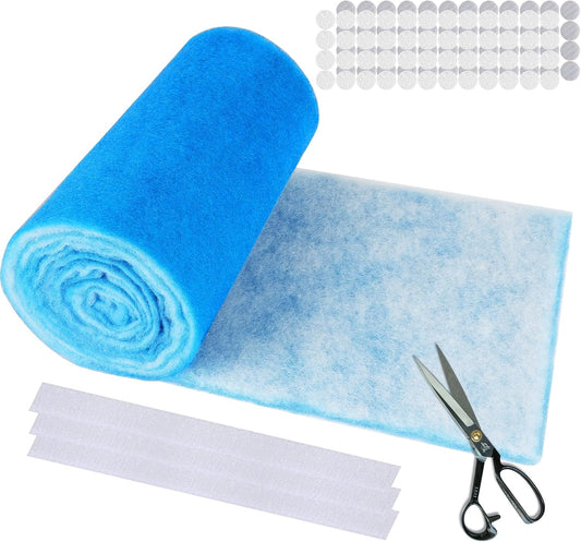 16" x120" Air Vent Filters, Cut to Fit Air Filter (65+ Filters), MERV 8 Triple Vent Filter for Home Floor, Ceiling, RV, HVAC Furnace Vents, With Adhesive Hook Tape and Installation Tape