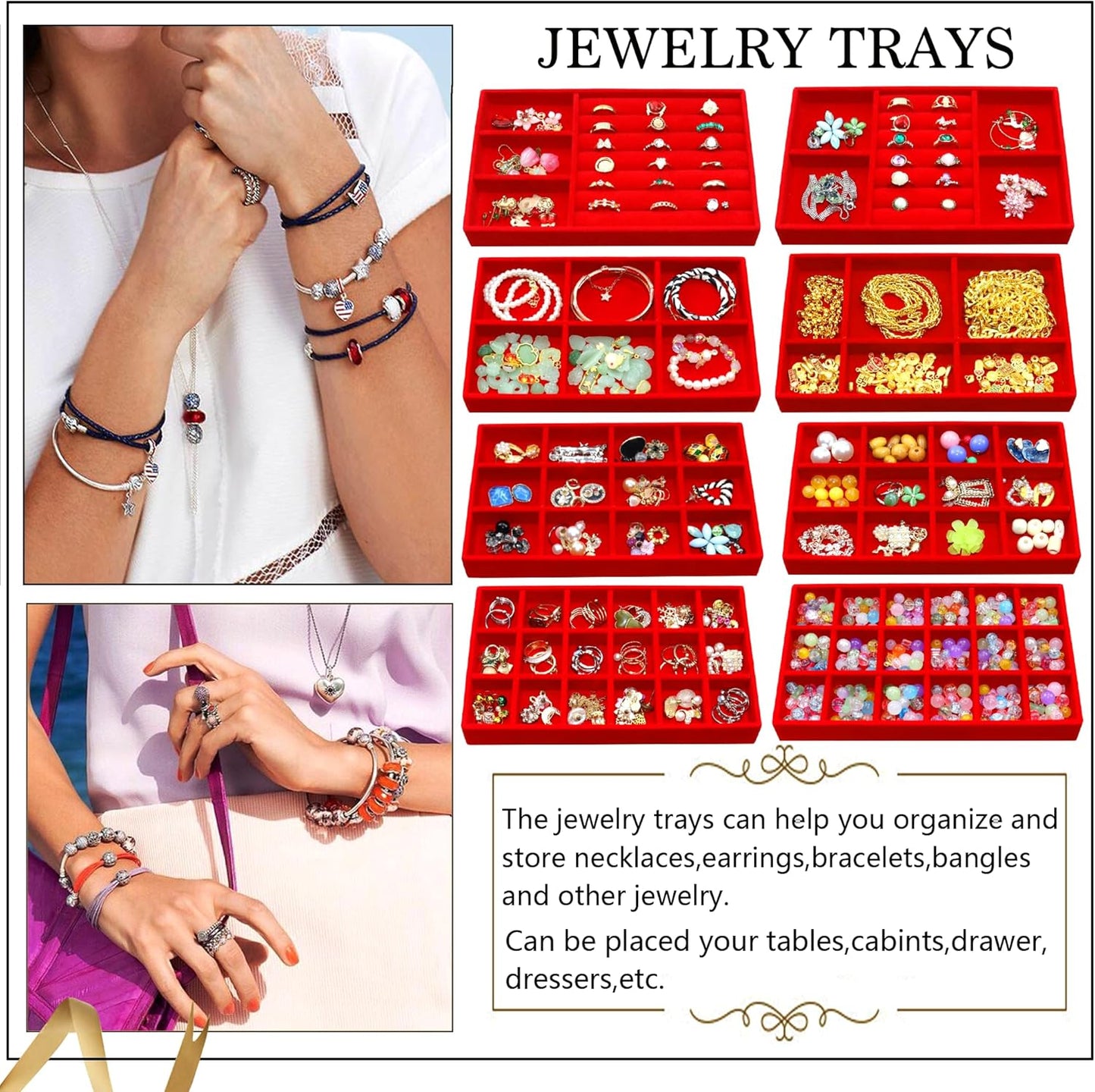 Earring Organizer Stackable Jewelry Storage Box Jewelry Drawer Organizer Removable Display Tray Organizer for Necklace Earring Ring