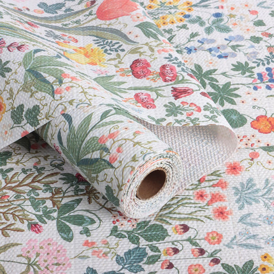 Floral Shelf Drawer Liners, 12IN x 20FT Non Adhesive and Strong Non-Slip Thickened Colorful Cabinet Drawer Shelf Liners for Kitchen Wire Fridge, Waterproof Cabinet Liner,Easy to Clean,