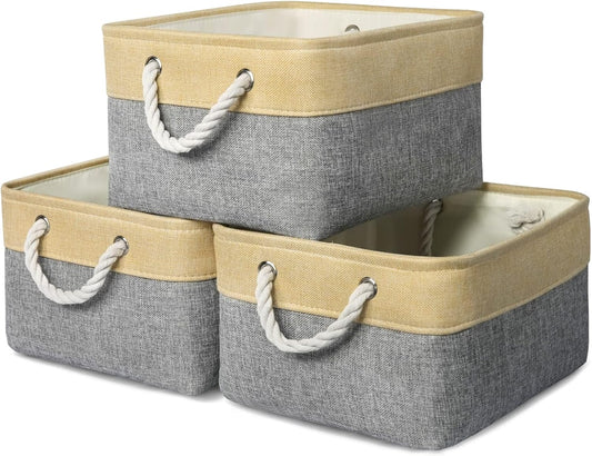 TheWarmHome Fabric Storage Bins Baskets for Organizing, Large Sturdy Storage Basket W/Handles, Decorative Foldable Storage Baskets for Shelves Closet Nursery Toy (Large - 3 Pack 15.7L×11.8W×8.3H)