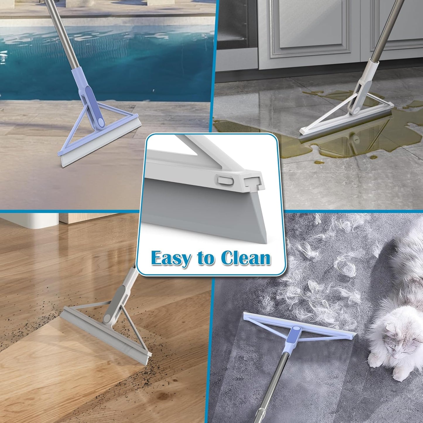 KOLLIEE 61" Replacement Rubber Squeegee Broom Blade 2 Pcs Window Squeegee Blade Cleaning Supplies