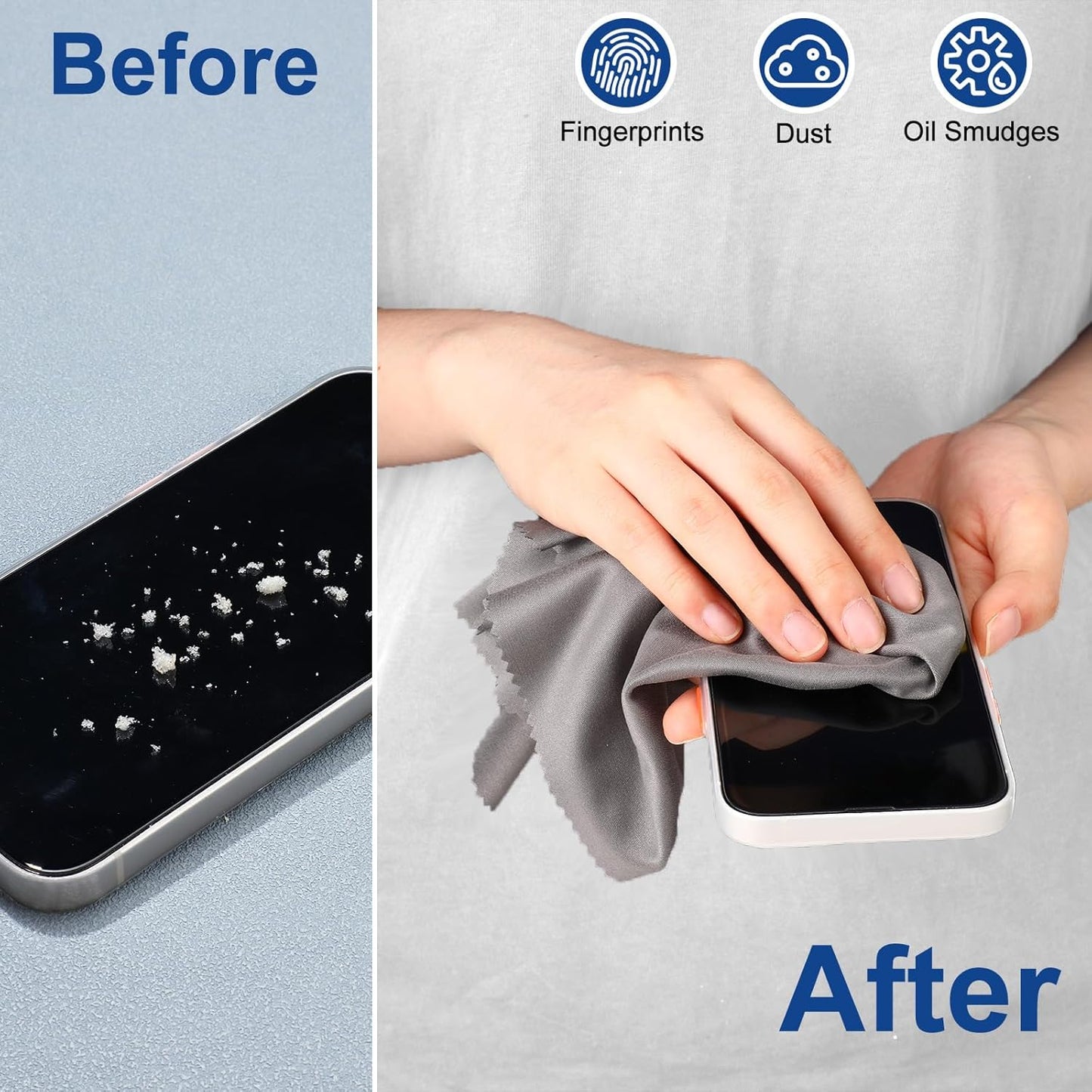 Frienda 12 Pack Large Microfiber Glass Cleaning Cloths 12 x 12 Inch Oversized Eyeglass Sunglasses Cleaning Cloths for Electronics Glasses Screens and Lenses(Gray)