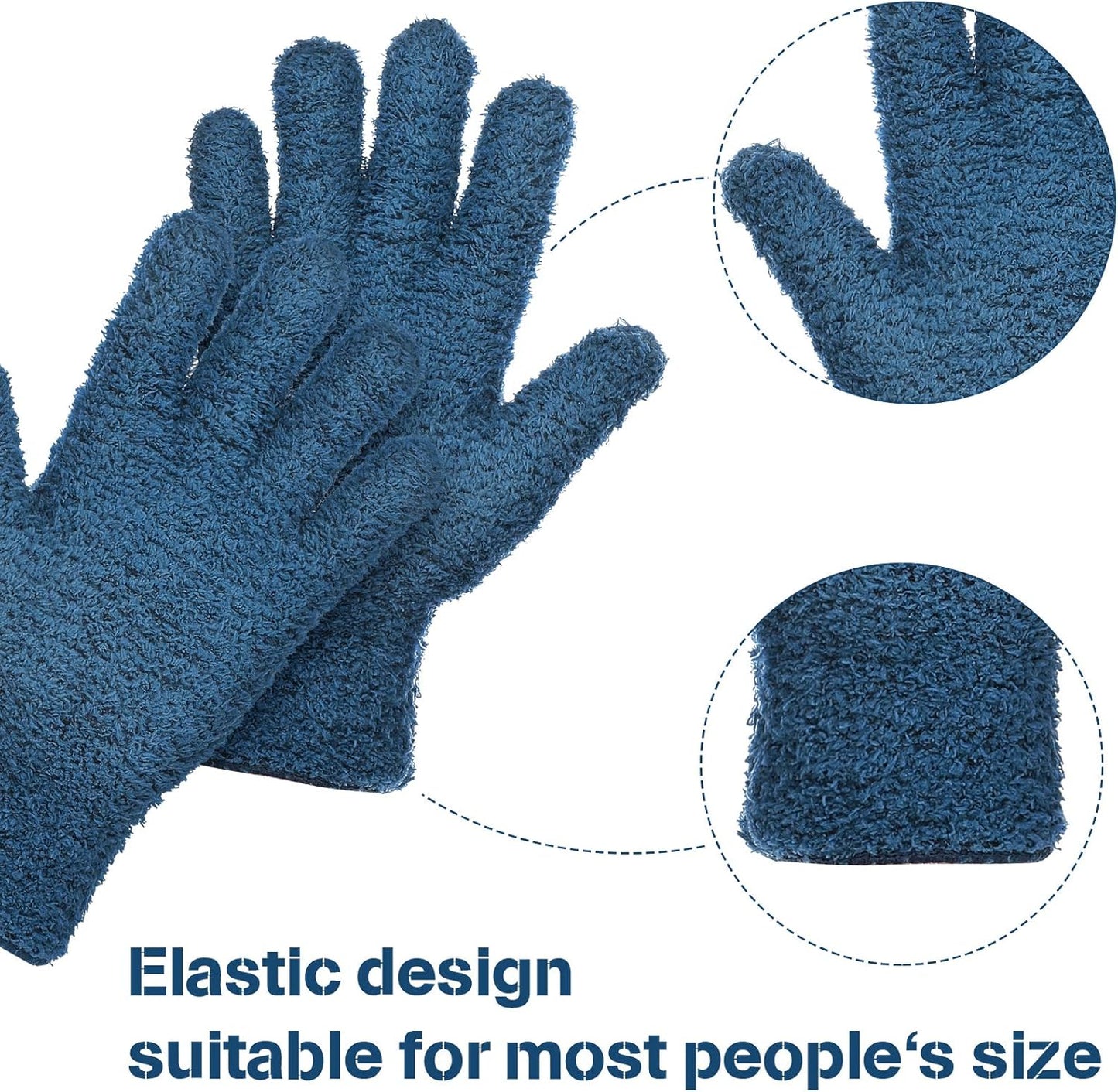 Patelai 2 Pairs Microfiber Gloves for plants Dusting Cleaning Glove Mittens House Cars Blinds Dusting(Blue, Grass Green, Large)