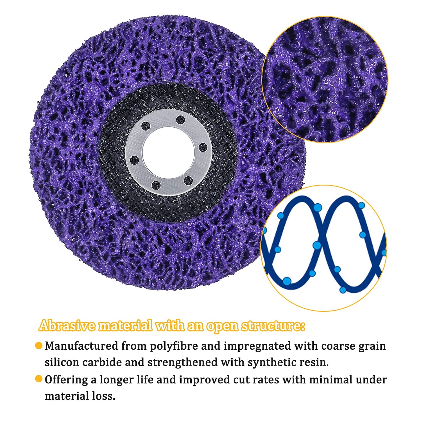 6 Pack 4" x 5/8" Strip Discs Stripping Wheel Fit Angle Grinder Clean and Remove Paint Coating Rust Welds Oxidation