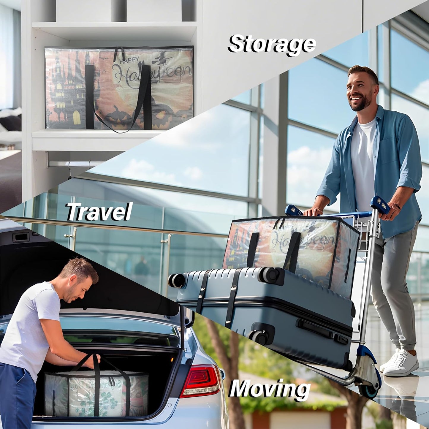 Heavy Duty 93L (24.5 Gallon) Stackable Storage Bins with Fully Openable Lids, Moving Bags Heavy Duty, Clear Plastic Totes for Moving Storage, Home Organization, Closet, Dorm Room. 2 Pack