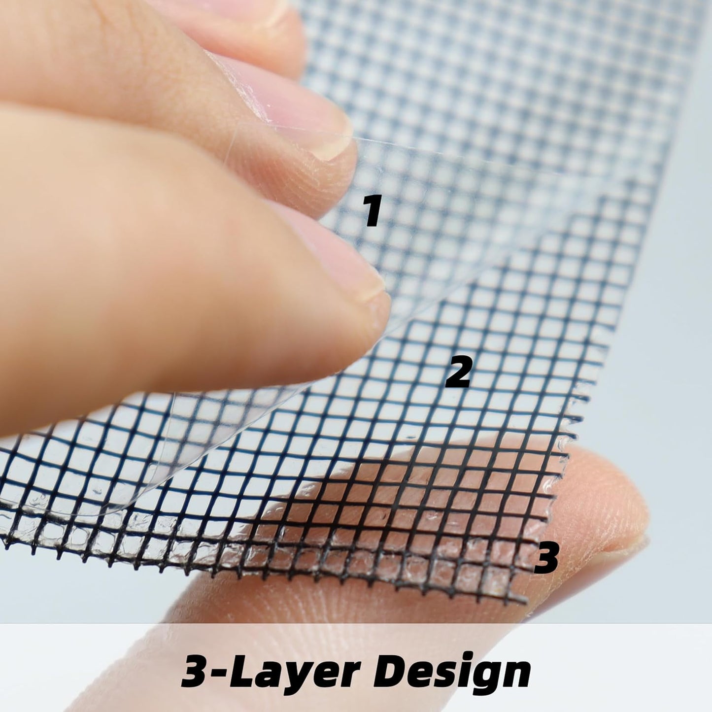 2IN Wide (16.4Ft/5.46Yd/Roll) Window Screen Repair Tape for Windows or Doors, 3-Layer Design - Adhesive Fiberglass Mesh Patch Waterproof Tape, Easy to Cut & Apply, Black, 1 Roll