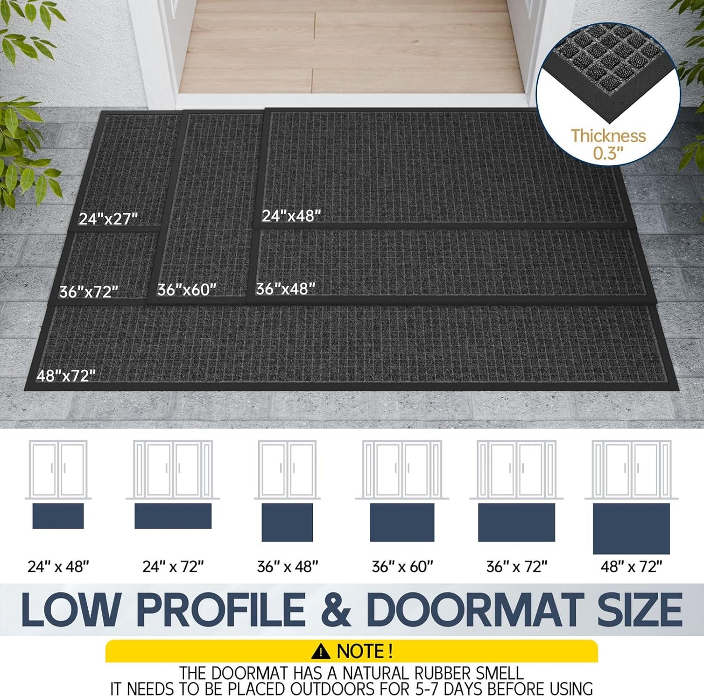 Indoor Outdoor Front Door Mats, 72" x 48" Rubber Backing Non Slip Durable Welcome Floor Mats for Patio, Garage Entrance, Stain and Fade Resistant Commercial Doormats for High Traffic