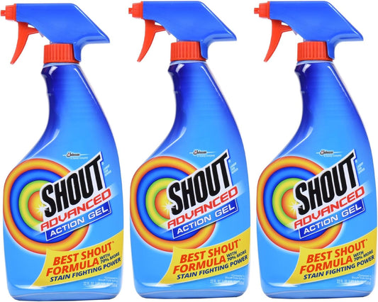 Shout Advanced Spray and Wash Laundry Stain Remover Gel, Best Shout Formula, 22 oz - Pack of 3