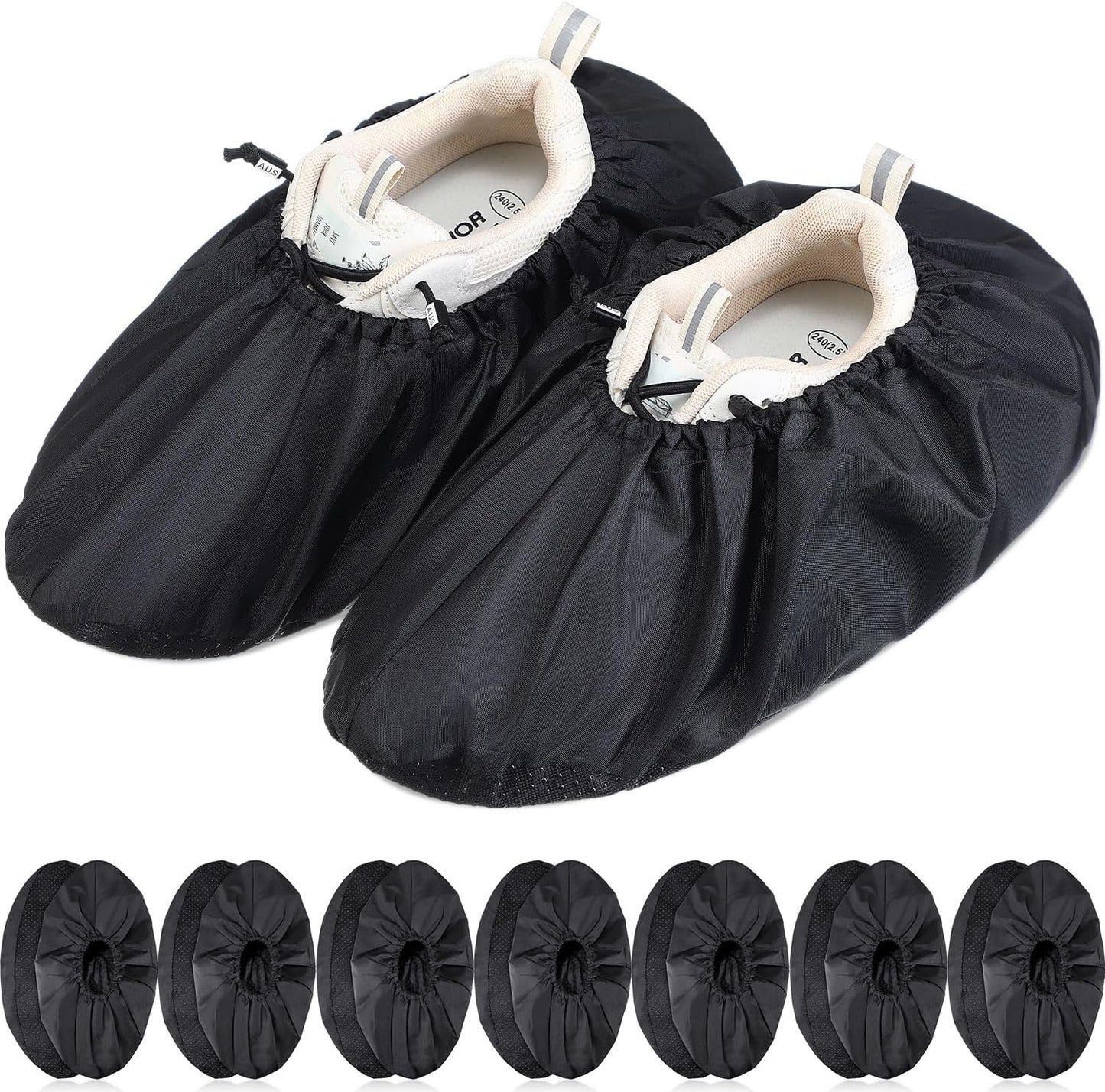 Frienda 8 Pairs Non Slip Reusable Shoe Covers Waterproof Boot Covers for Household Carpet Floor Protection Machine Washable (X-Large)