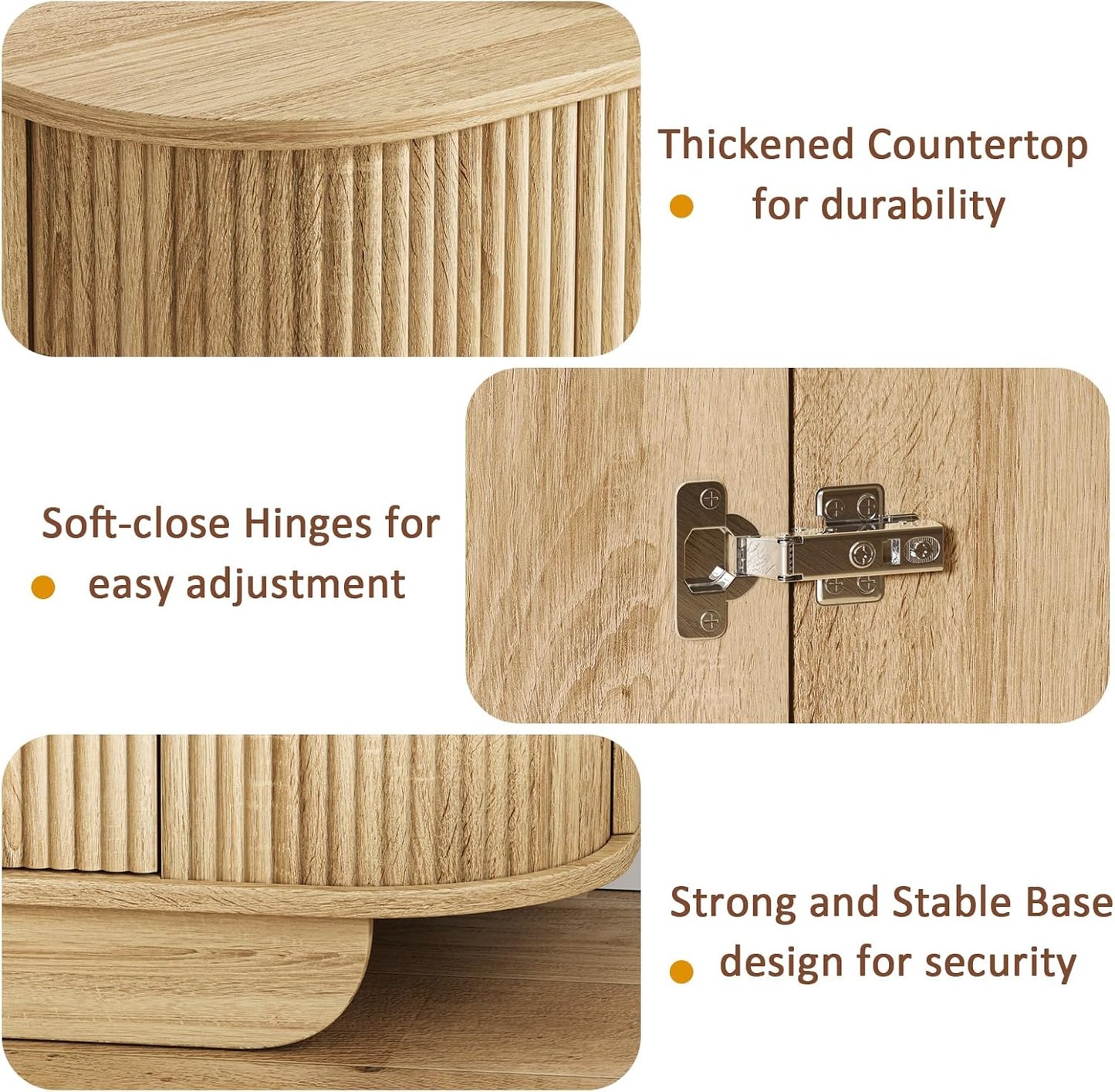 63" Tambour Dresser for Bedroom with 3 Drawers, Modern Chest of Drawers with Sliding Doors & 8 Shelves, Fluted Dresser Storage Organizer for Bedroom, Closet, Living Room(Natural)