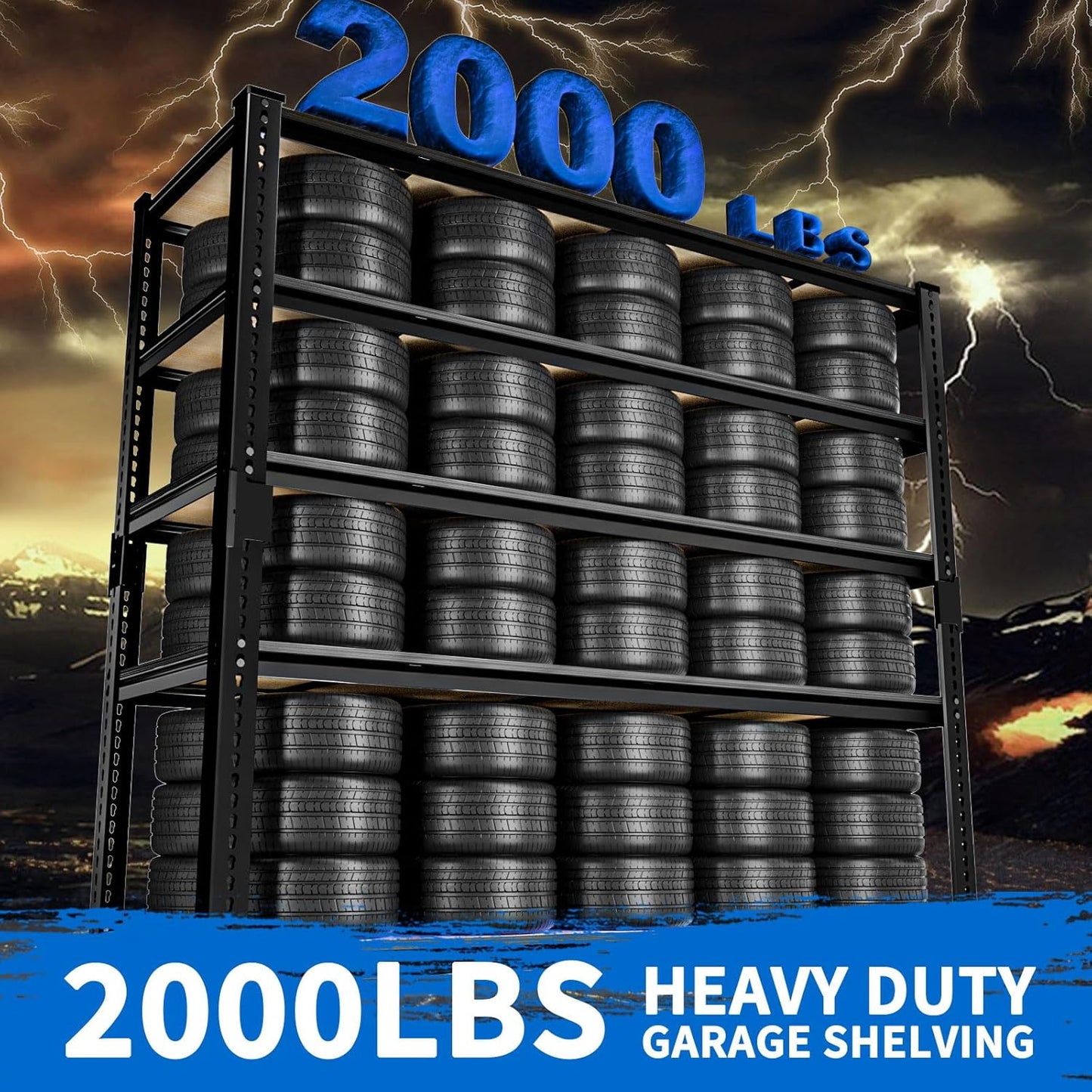 Garage Shelving, Storage Shelves Heavy Duty 2000 LBS Capacity, 5 Tier Adjustable Metal Organizer Wire Rack, 36" L x 18" W x 72" H Utility Shelf Unit for Kitchen Pantry