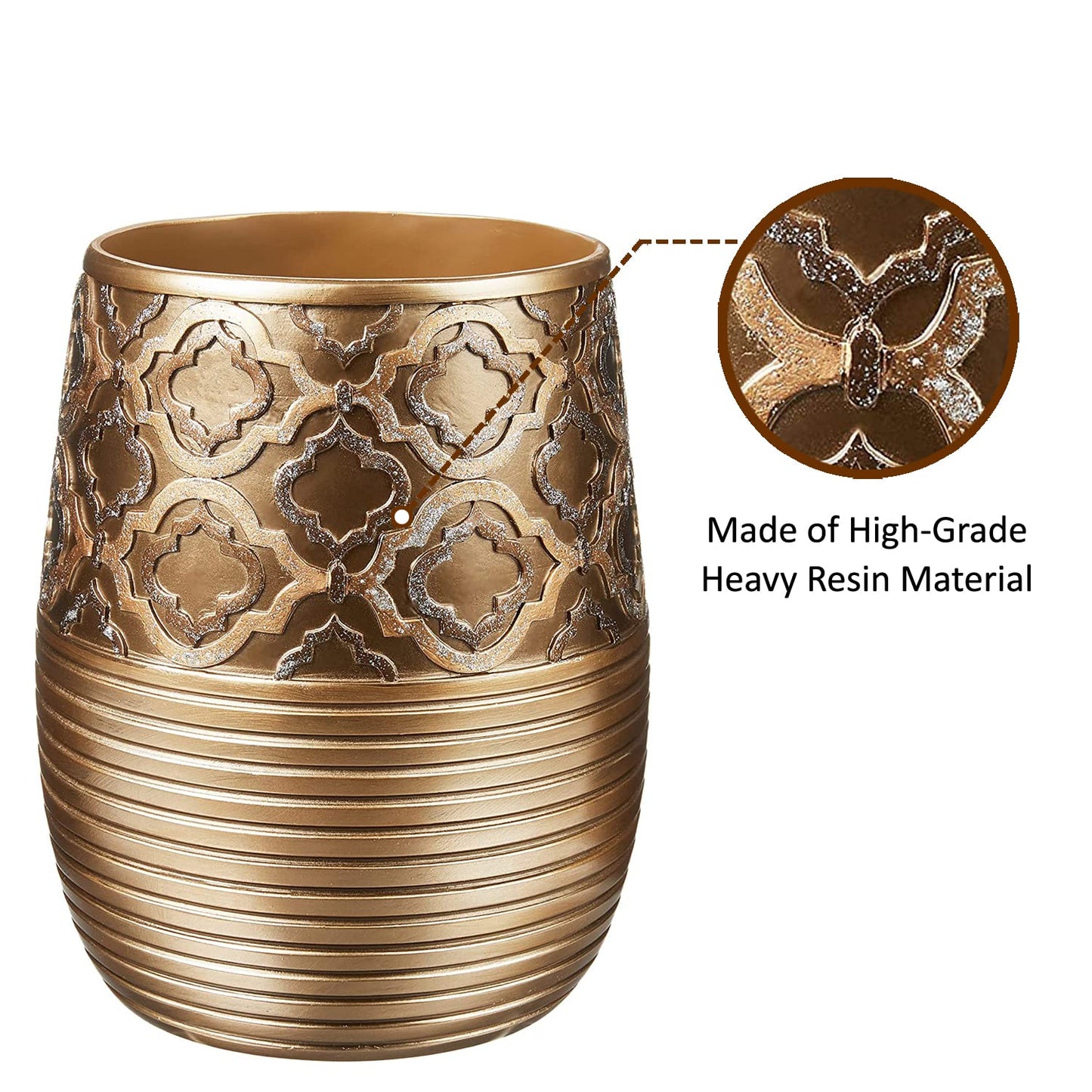 Zahari Home Decorative Trash Can for Bathroom, Office & Bedroom - 2.1 Gallons Stylish & Small Trash Can for Dorms, Desktop & Restroom - Chic Waste Basket for Compact Spaces, Spindle