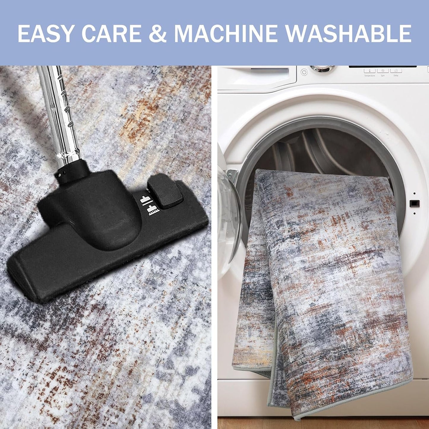 IOHOUZE Abstract Runner Rug 2x5 Ft Washable Runners for Hallways, Non Slip Kitchen Runner Soft Printed Faux Wool Entryway Runner Indoor, Modern Abstract Floor Carpet for Hall Bedroom, Orange Grey