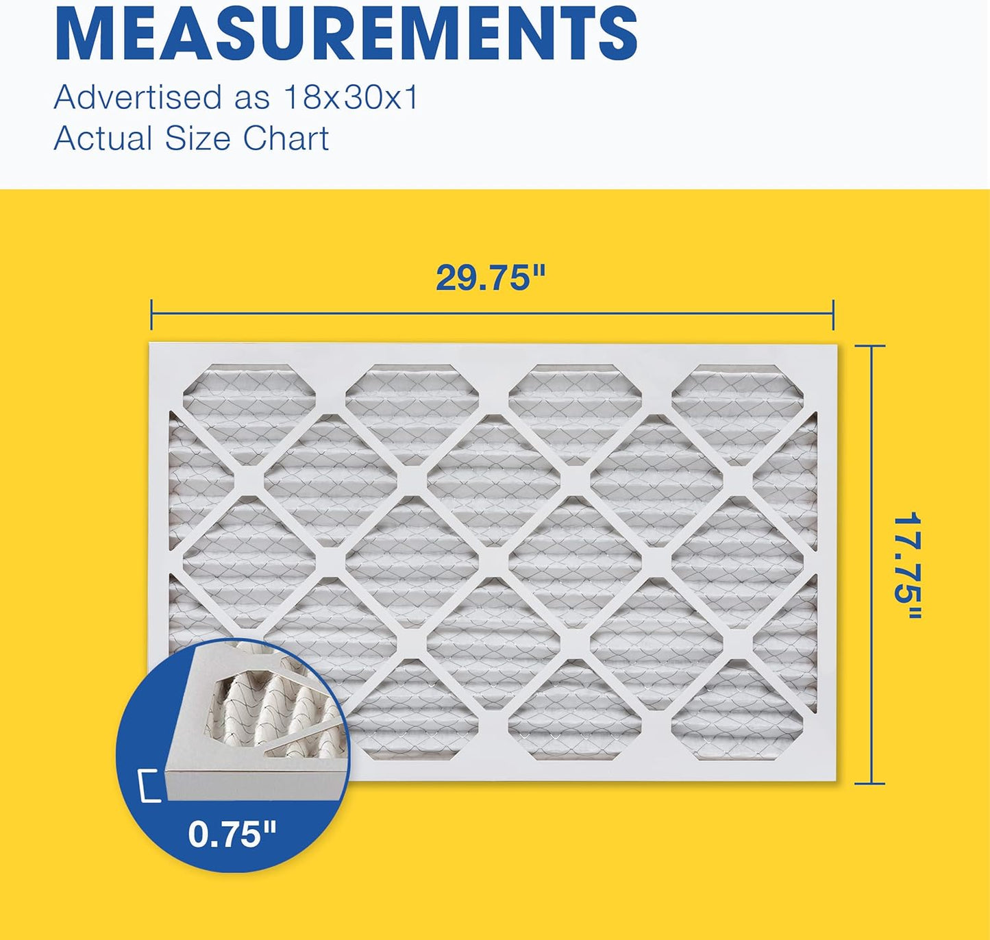 Aerostar 18x30x1 MERV 11 Pleated Air Filter, AC Furnace Air Filter, 6 Pack (Actual Size: 17 3/4" x 29 3/4" x 3/4")