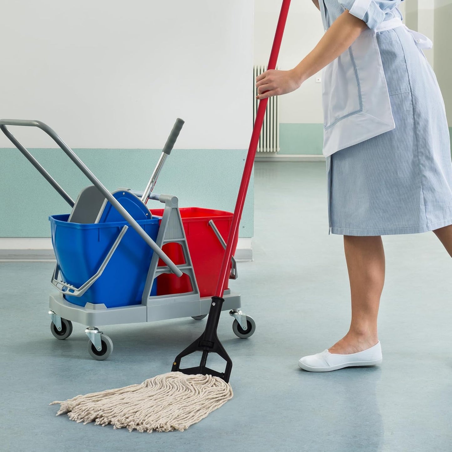 Matthew Cleaning 16oz 3Pack Cotton Floor Mop,Cotton Looped-Open String Heavy Duty String Refills, Universal Headband Blend,Mop Head Replacement for Home, Industrial and Commercial Use(White)