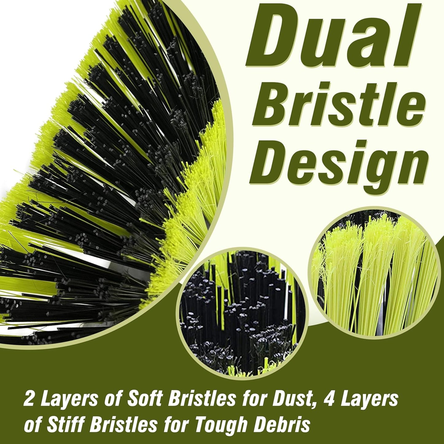 PHYEX 18" Push Broom with 47" Long Handle, Multi-Surface Floor Scrub Brush for Cleaning Deck, Patio, Garage, Driveway