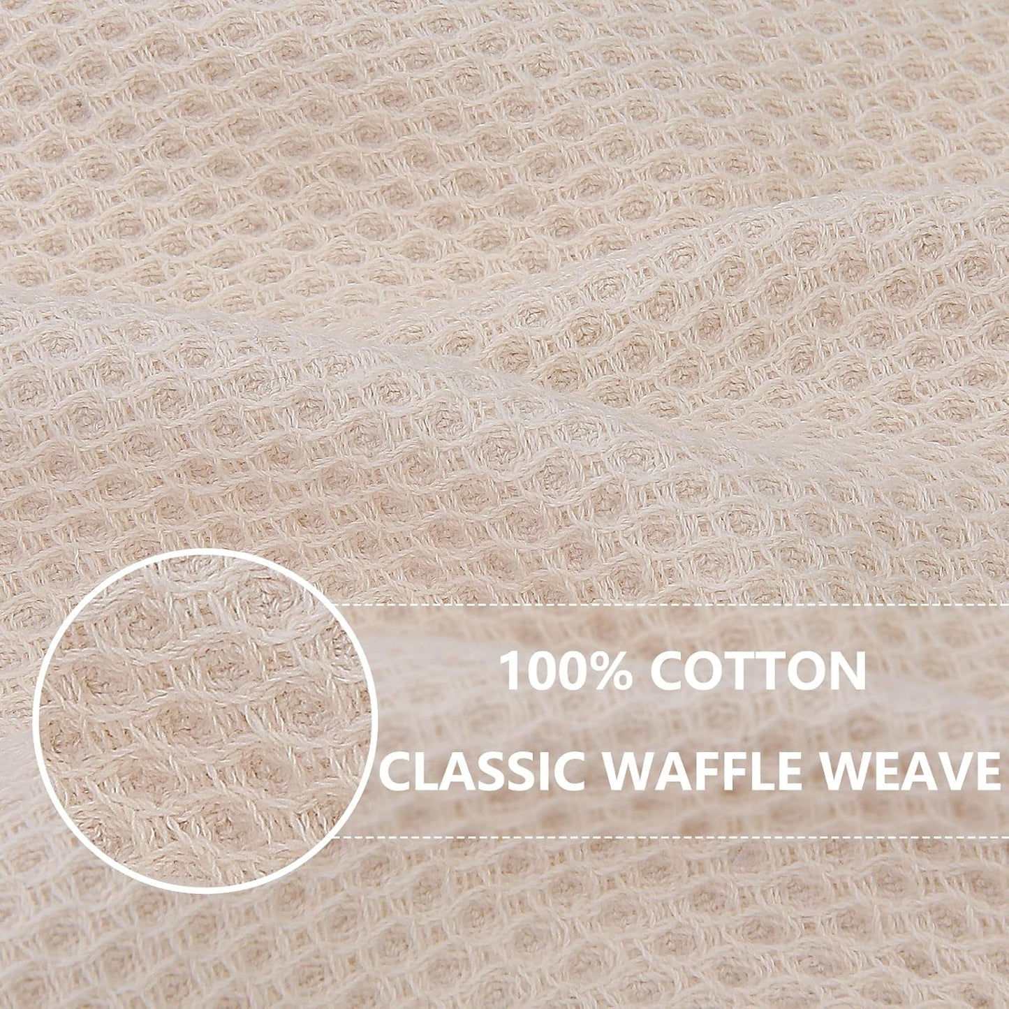 Homaxy 100% Cotton Waffle Weave Kitchen Dish Cloths, Ultra Soft Absorbent Quick Drying Dish Towels, 12 x 12 Inches, 8-Pack, Beige