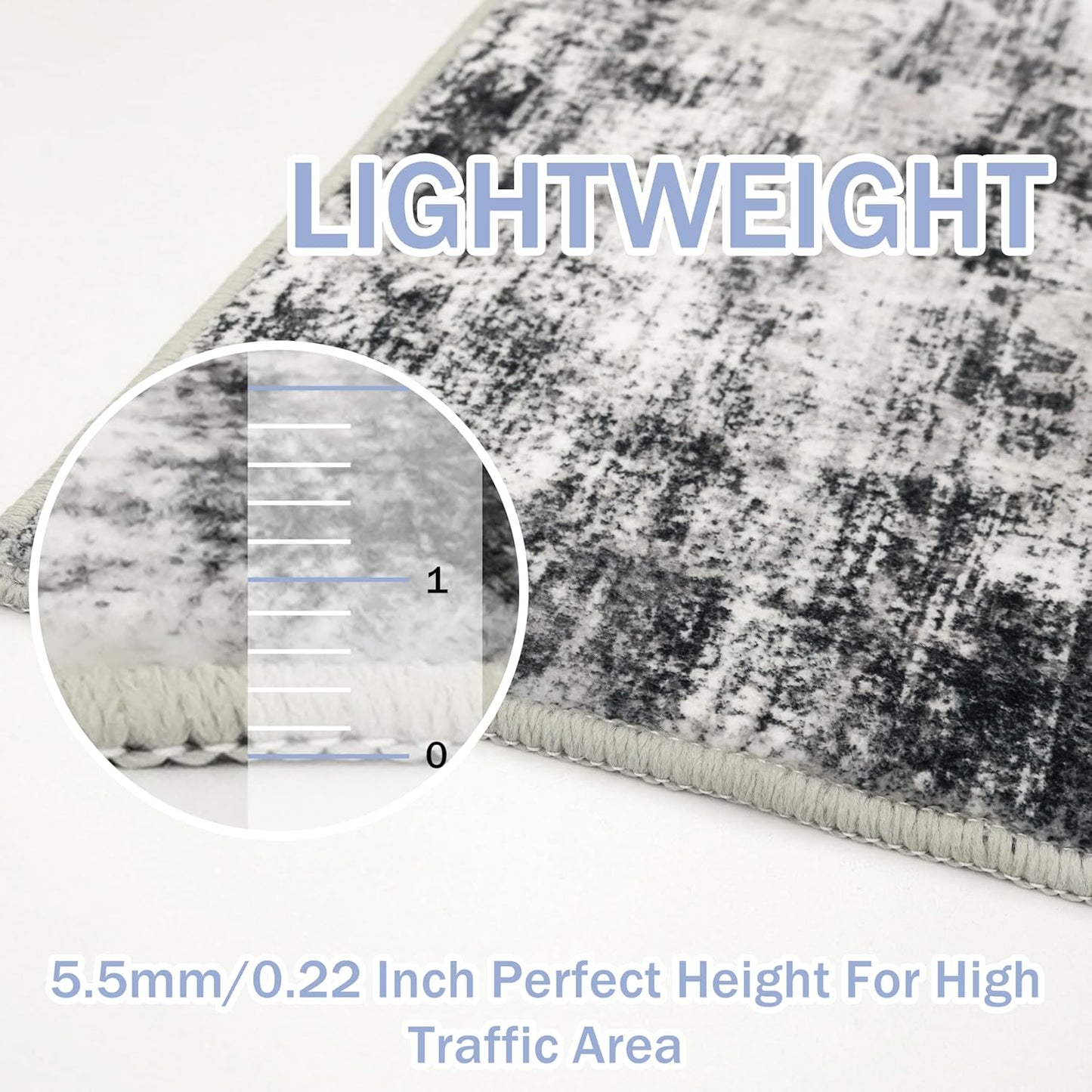 IOHOUZE Abstract Area Rugs 9x12 Ft Washable Large Rugs for Living Room, Non Slip Dining Room Rug, Printed Rugs for Bedroom, Floor Carpet for Office Nursery Playroom, Black Grey