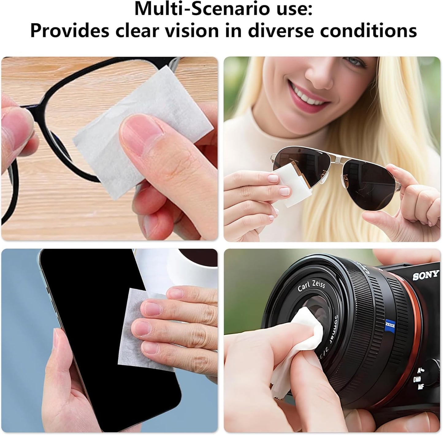 Anti-Fog Lens Wipes,100 Count, Quick-Clean Lens Cloths for Eyeglasses, Goggles, Screens, Portable Individually Wrapped Sheets, Pre-Moistened Cleaning Wipes for Eyeglasses