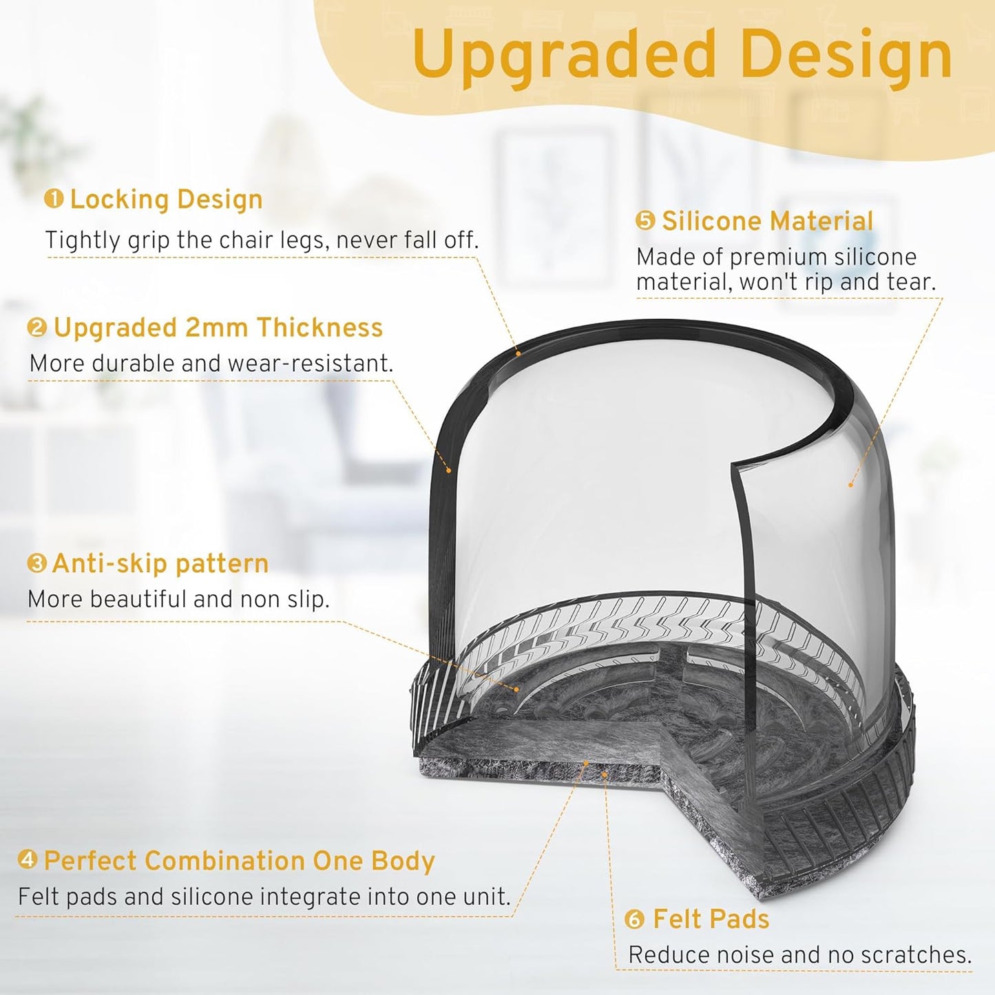 24PCS Extra Small Chair Leg Floor Protectors, Furniture Sliders, Chair Leg Protectors for Hardwood Floors, Non-Slip Felt Furniture Pads, Round Silicone Cap Covers to Protect Floors(Fit 0.5" - 0.75")