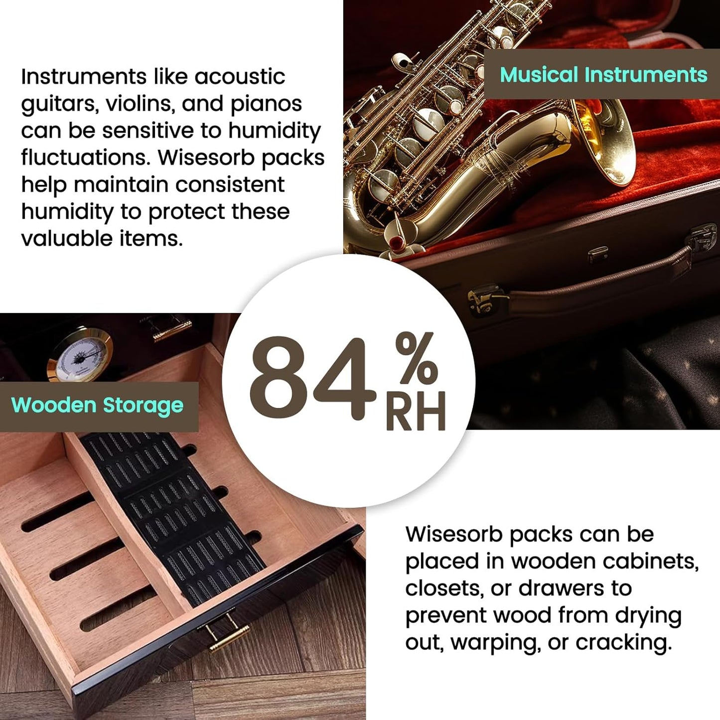 84% Two-Way Humidity Control Packs for Storing 1 lb – Size 60 – 50 Pack – Seasoning Packets Moisture Control Packets Individually Wrapped, Humidifier Packs for Season Wood Humidifier Boxes