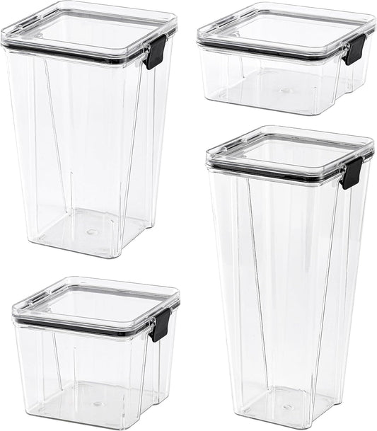 Food Storage Containers 4pack Plastic BPA Free shatterproof Freezeable Dishwasher Washable Environmentally Friendly and Recyclable Sealed Storage Containers Food Storage