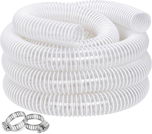 Dust Collection Hose 1-1/2 in × 10 ft Heavy Duty Clear Flexible PVC Reinforced Thicken Helix Suction Discharge Corrugated Pipe Hose for Fume Dust Collector Fitting Wood Chip Saw (1.5 inch 38mm hose)