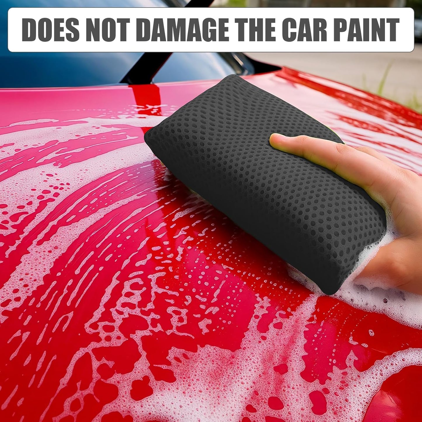 4 PCS Bug Scrubber Sponge Car, Bug Remover Wash Sponge，Car Cleaning Sponge for Bugs, Tar, Grime - Paint-Safe, Reusable Wash Sponges Kit(Gray)