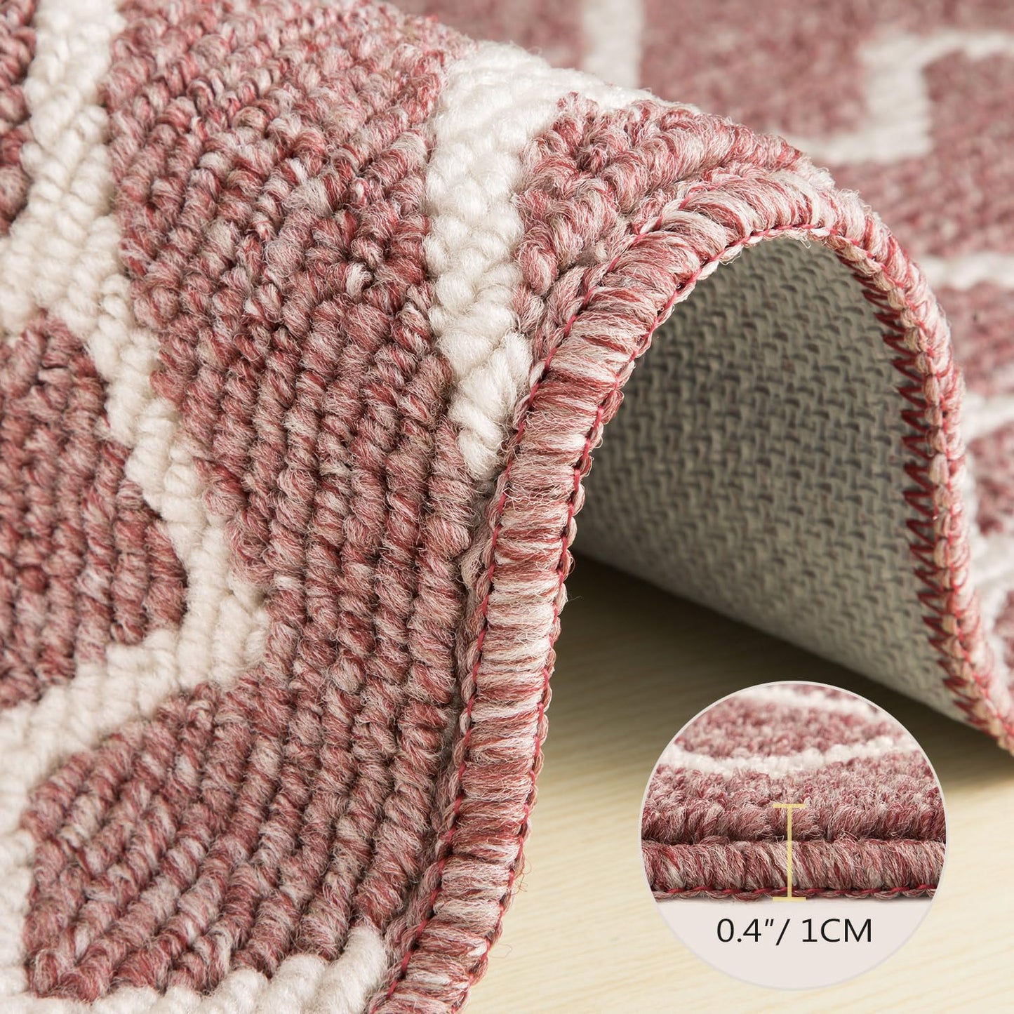 hicorfe Indoor Doormat,Front Back Door Mat Rubber Backing Non Slip Door Mats 36"x59" Absorbent Resist Dirt Entrance Doormat Inside Floor Mats for Entryway Washable Low-Profile(Light Pink)