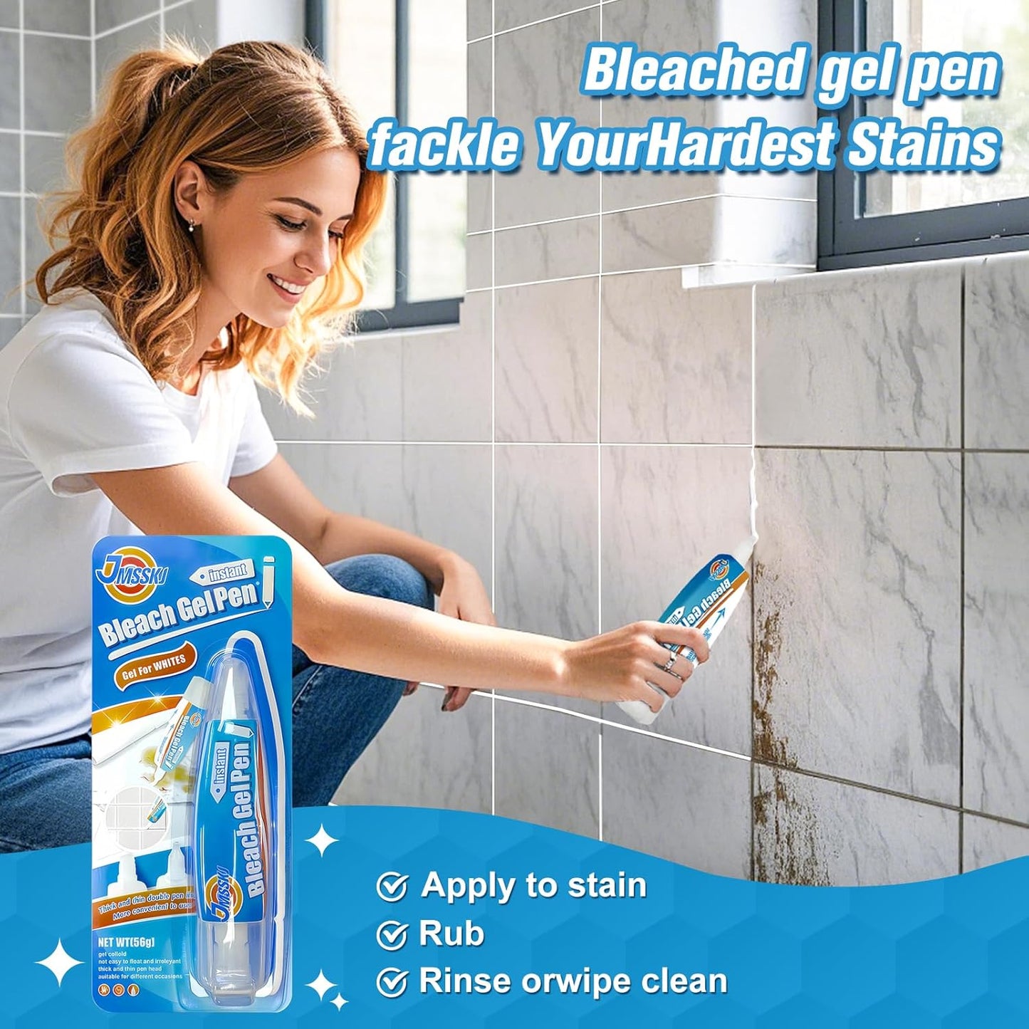 Bleach Pen, Bleach Pen For Clothing, Stain Remover Pen, Mold Stain Remover Gel, Clothing Bleached DIY design, Travel Accessories, Lnstantly Remove Stains, Pearl white (1.76 Fl Oz (Pack of 1), Lemon)