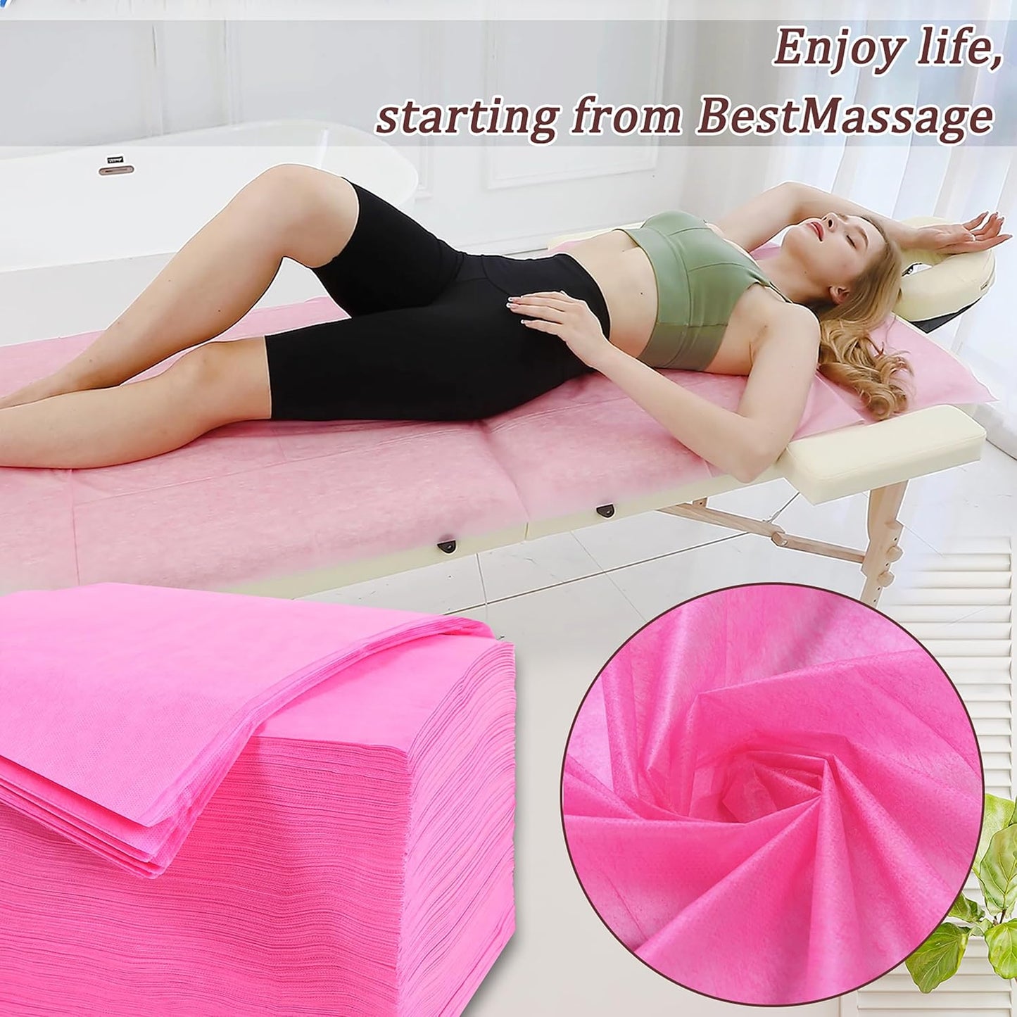 800 Pcs Disposable Bed Sheets 31" x 71" Massage Table Sheets Non Woven Fabric SPA Bed Cover Breathable for Massage Beauty Tattoos (800 Pcs Pink)